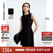 朗姿【三醋酸Basic衣櫥】法式輕禮服白色連衣裙夏新款裙子高級感 黑色 XL