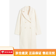 HM女裝毛呢外套秋冬寬松雙排扣舒適中長(zhǎng)款大衣1191792 奶油色 M 165_96A_