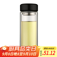 富光拾喜（FUGURNG BESTJOY）玻璃杯雙層隔熱茶杯男女士辦公杯子帶濾網(wǎng)大容量水杯1000ml黑色
