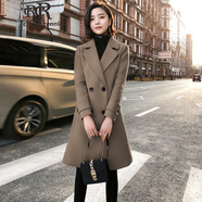 clotho Renniee羊毛呢子大衣女中長款2025年秋冬新款氣質(zhì)女裝修身收腰顯瘦外套 巧克力 M