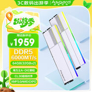 阿斯加特（Asgard）64GB(32GBx2) DDR5 6000 臺式機內存條 女武神·瓦爾基里II代 RGB燈條 海力士A-die CL30 極地白