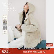 對白法式中長款斗篷毛呢外套女2025冬季新款寬松綿羊毛雙面呢大衣 花咖色 M