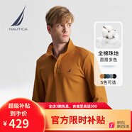 諾帝卡（NAUTICA）【商場(chǎng)同款】春夏新款全棉珠地雙面布親膚舒適長(zhǎng)袖POLO男KO4302 桔色8NQ L
