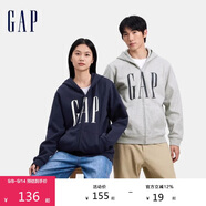 GAP男女裝秋季印花字母logo抓絨連帽衛(wèi)衣休閑外套660128