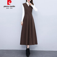 皮爾卡丹（pierre cardin）小香風(fēng)V領(lǐng)毛呢背心連衣裙女秋冬新款氣質(zhì)女神范收腰顯瘦大擺A字裙 毛衣+背心裙 M