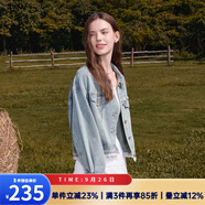 betu女裝2025秋季新款短外套拼接蕾絲邊時(shí)髦洗水牛仔外套2508T50 淺牛仔藍(lán) L