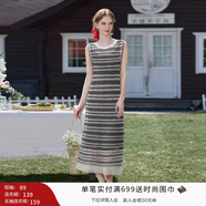 香影流蘇條紋黑色t恤女短袖2025夏裝新款寬松休閑風(fēng)正肩圓領(lǐng)上衣 黑色L85S797  無袖連衣裙 L 165/88A/110-125斤