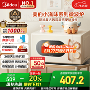 美的小滋味系列微波爐變頻家用小型奶油風(fēng)百搭復(fù)古轉(zhuǎn)盤式一級能效低頻輕音邪修菜譜20L（M2H1）