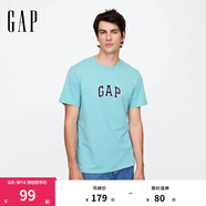 Gap男女裝2025春季新款純棉字母logo短袖T恤常規上衣美版570044 霜藍色 M 美碼 L亞洲碼180/96A
