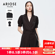 艾諾絲雅詩【商場同款】夏新款假兩件感高腰連體褲休閑褲10429301 黑色 L