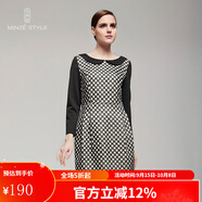 名師路春秋歐美娃娃領(lǐng)長袖打底波點提花連衣裙 1N52439 黑色 88 L