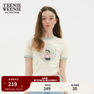 Teenie Weenie小熊T恤女夏季設計感修身短袖T恤短款上衣辣妹裝甜美女 綠色 S (160)