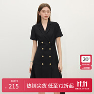 范思藍(lán)恩正式氣質(zhì)通勤連衣裙女夏季收腰顯瘦面試西裝裙 黑色 S