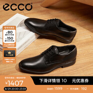 愛步（ECCO）七夕禮物皮鞋男 商務男鞋正裝皮鞋男士亮面皮鞋德比鞋 墨本621634 黑色/磁石灰62163450839 39 尺碼偏大