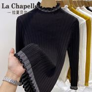 拉夏貝爾（La Chapelle）冬季打底衫上衣套頭針織衫半高領(lǐng)名媛保暖原創(chuàng  )加厚緊身毛衣女 黑色 S _80-95