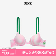 維多利亞的秘密 PINK 2804圓盤(pán)胸外擴文胸舒適薄襯墊3/4罩杯無(wú)痕文胸秋季內衣女 5VS4粉白條紋/綠色肩帶 11202804 80C （36C）