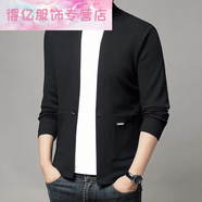 MR.DE潮王男裝2025秋季新款男士開(kāi)衫商務(wù)休閑外套時(shí)尚潮流針織衫上衣男 黑色(顯瘦百搭) M (90-110斤)