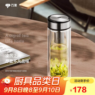 萬象（WANXIANG）雙層玻璃杯V49RL商務辦公便攜裝鈦黑亮便攜車載大容量居家泡茶杯