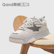奇安達Q-AND鞋子2025新款秋季徒步鞋百搭休閑板鞋厚底胖丁面包鞋 淺灰色 35