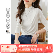 梵希蔓半高領(lǐng)打底衫內(nèi)搭上衣2025春秋新款修身顯瘦職業(yè)裝長(zhǎng)袖t恤 71351 白色 L