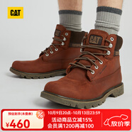 CAT卡特馬丁靴男士工裝鞋牛皮鞋面防潑水戶(hù)外高幫短靴P110501L3BDC43 棕紅 44
