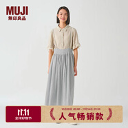 無印良品（MUJI）IDEE 女式 強(qiáng)捻 兩穿裙 女夏季款裙子 棉麻 吊帶裙  GAD14C4S 藍(lán)灰色 L (165/72A)