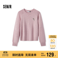 森馬（Semir）史努比系列毛衣女冬彩點(diǎn)含羊毛插肩袖繡花圓領(lǐng)套頭衫101724107025
