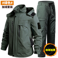 WODEPUS KISS秋冬季防風(fēng)戶外摩托車騎行服套裝沖鋒衣加絨機(jī)車賽車男女防水耐磨 升級(jí)加厚防潑水【軍綠色】 185(165-180斤)