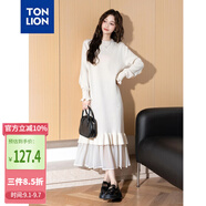 唐獅（TonLion）2024長袖連衣裙長款韓系毛衣裙內(nèi)搭針織打底裙 米白 L 