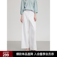 ELLE【安心品質(zhì)】白色鏤空花邊休閑褲女2025夏季新款通勤風(fēng)高腰闊腿褲 白色 L