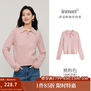 茵曼（INMAN）毛衣女POLO領(lǐng)秋冬套頭針織衫通勤長(cháng)袖毛衣上衣 桃粉色 S