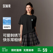 森馬（Semir）迪士尼短袖t恤女中長款寬松圓領(lǐng)上衣25夏涼感打底衫109325100025