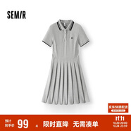 森馬（Semir）[商場同款]連衣裙女撞色polo領(lǐng)夏季2025學(xué)院風(fēng)百褶裙101325114051