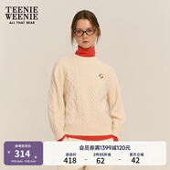 Teenie Weenie小熊絞花毛衣秋冬學(xué)院風(fēng)綿羊毛混紡針織衫 象牙白 160/S