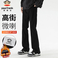 大嘴猴（paul frank）牛仔褲男士秋季高街微喇褲子男修身百搭休閑褲男褲 黑色 2XL