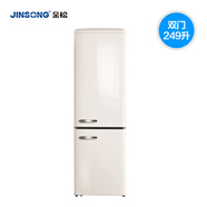 金松（JINSONG）BCD-249R覆古冰箱雙門式家用大型冷藏冷凍彩色網(wǎng)紅冰箱辦公室 慕斯白