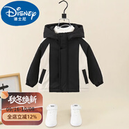 迪士尼（Disney）童裝男童外套秋冬款2024新款兒童三合一沖鋒衣可拆卸寶寶秋裝外套 DM派克服-黑色(外套夾棉加厚不加內膽) 100 建議95-104cm 26-36斤