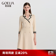 歌莉婭（GOELIA）小香風(fēng)連衣裙穿搭顯瘦高級感氣質(zhì)七分袖A型裙108R4G820 05W米白 M