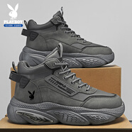 花花公子（PLAYBOY）老爹鞋男鞋2025秋冬季鞋子男士厚底休閑百搭運動(dòng)鞋百搭深灰39