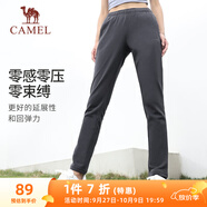駱駝（CAMEL）直筒運(yùn)動(dòng)褲女子休閑針織衛(wèi)褲長(zhǎng)褲 CB2225L0783 深灰 M