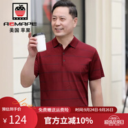 AEMAPE短袖男翻領(lǐng)t恤男2025新款紅色休閑風(fēng)爸爸婚宴裝結(jié)婚Polo衫40-50歲 01酒紅 M 165/M建議90-110斤