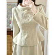 山頭林村時(shí)尚女裝套裝時(shí)髦洋氣款減齡女人味冬裝法式復古氣質(zhì)盆領(lǐng)蕾絲 上衣（含胸針） M