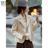 她享短款西裝外套女春秋高級(jí)感小西服女士氣質(zhì)外套開衫上衣 T51D035