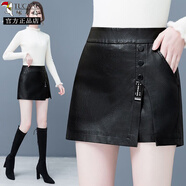 啄木鳥(niǎo)皮褲裙女2025新款秋季韓版高腰顯瘦闊腿a字短裙大碼皮褲時(shí)尚靴褲 黑色0099 3XL 135-145斤