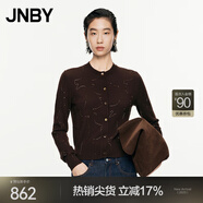 JNBY/江南布衣春秋針織開衫珠管繡毛衣修身開襟針織衫5O8313670 201/暗咖 L
