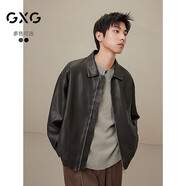 GXG男裝美式皮衣男女同款2024秋季新款夾克 黑色 165/S