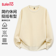 班尼路秋季圓領(lǐng)衛(wèi)衣男士300克純色基礎(chǔ)款寬松顯瘦經(jīng)典百搭休閑舒適上衣 【重磅棉】-淺米#純色 L (適合120-140斤）