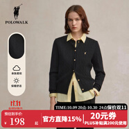 POLOWALK麻花針織開衫女春秋季新款保羅女裝氣質(zhì)休閑絞花毛衣外套長袖線衣 黑色【新款】 2XL (175)