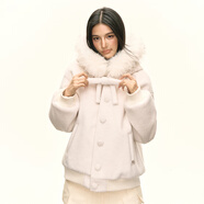 ARISEISMAriseism 美式復(fù)古設(shè)計(jì)感 白色毛毛外套 米白色 M