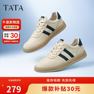 他她（TATA）休閑阿甘小白男士商務(wù)德訓(xùn)透氣板鞋男PBV01AM3 米/藍(lán) 40